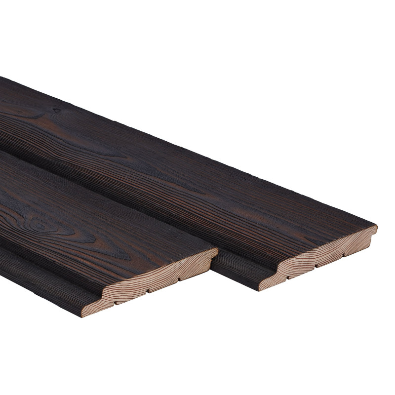 charred larch timber cladding boards - shiplap - modern cladding - amber colour