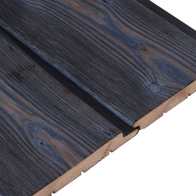 charred larch timber wall panelling boards - shiplap - modern cladding - grey colour