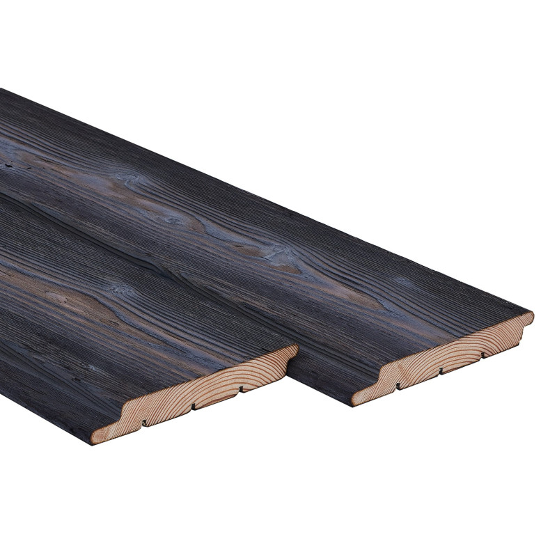 burnt larch timber cladding boards - shiplap - modern cladding - grey colour