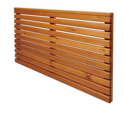 oil treated timber slatted garden fence panel